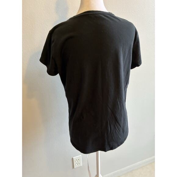 Y2K Abercrombie Fitch Black T Shirt Tie Front SOFT AF Tee Whimsygoth Whitchy L - Picture 2 of 12